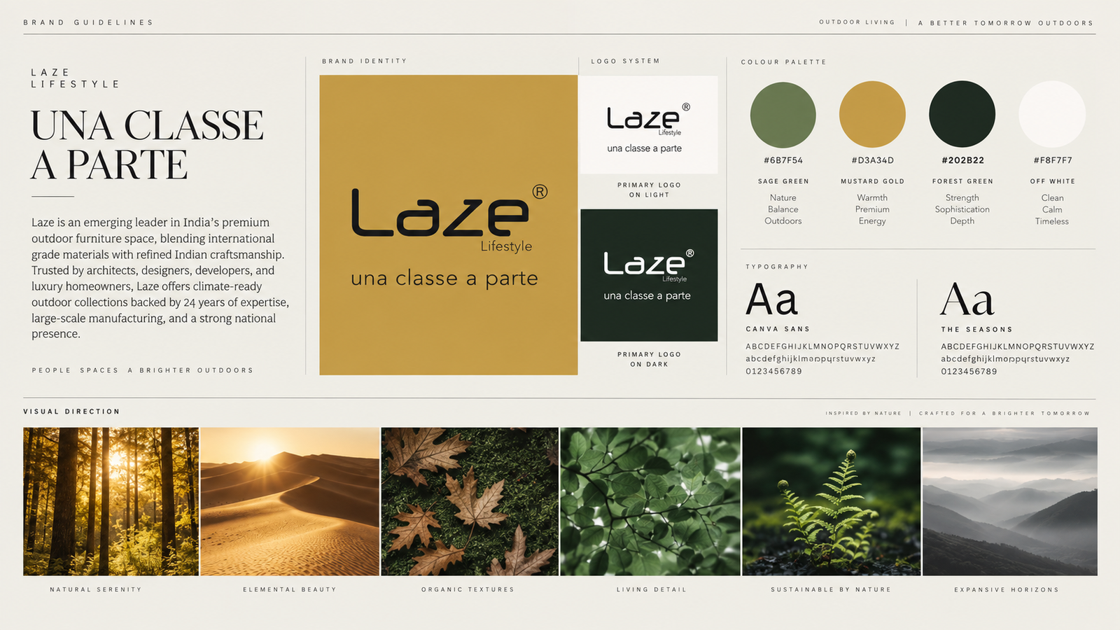 Laze Lifestyle brand guidelines snapshot: logo, colour palette, typography and imagery direction