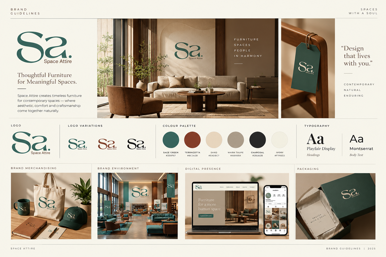 Space Attire brand guidelines: logo system, palette, typography and imagery direction