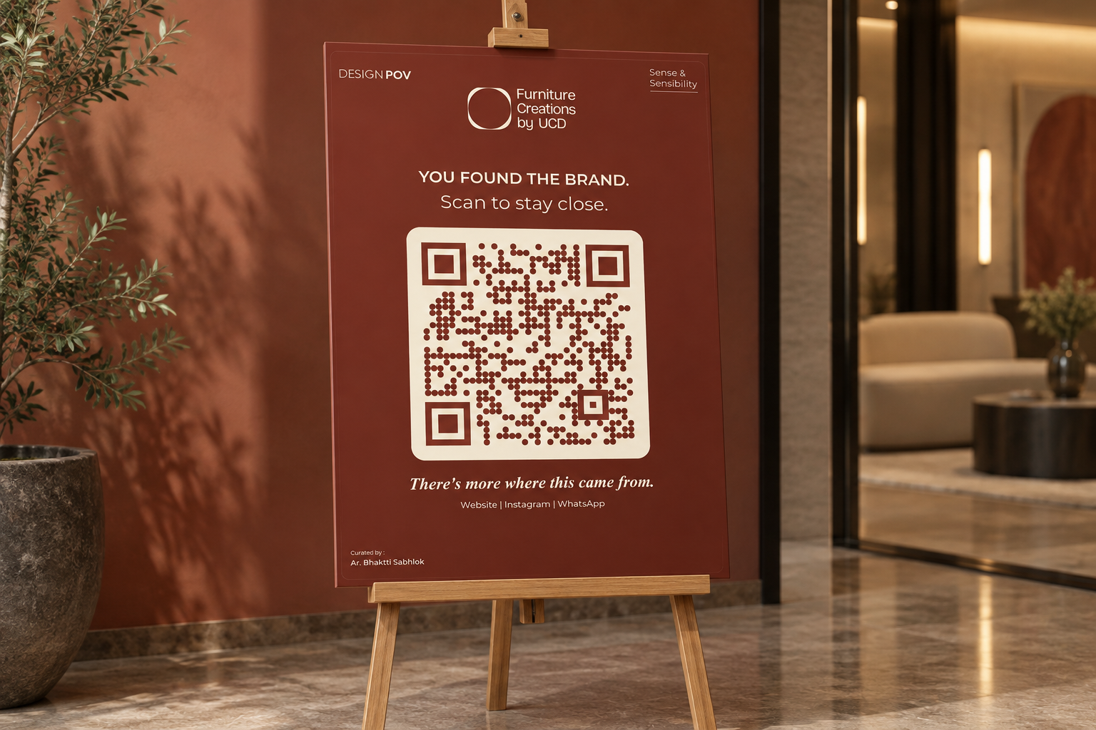 Design POV stall collaterals with QR code for architect data capture